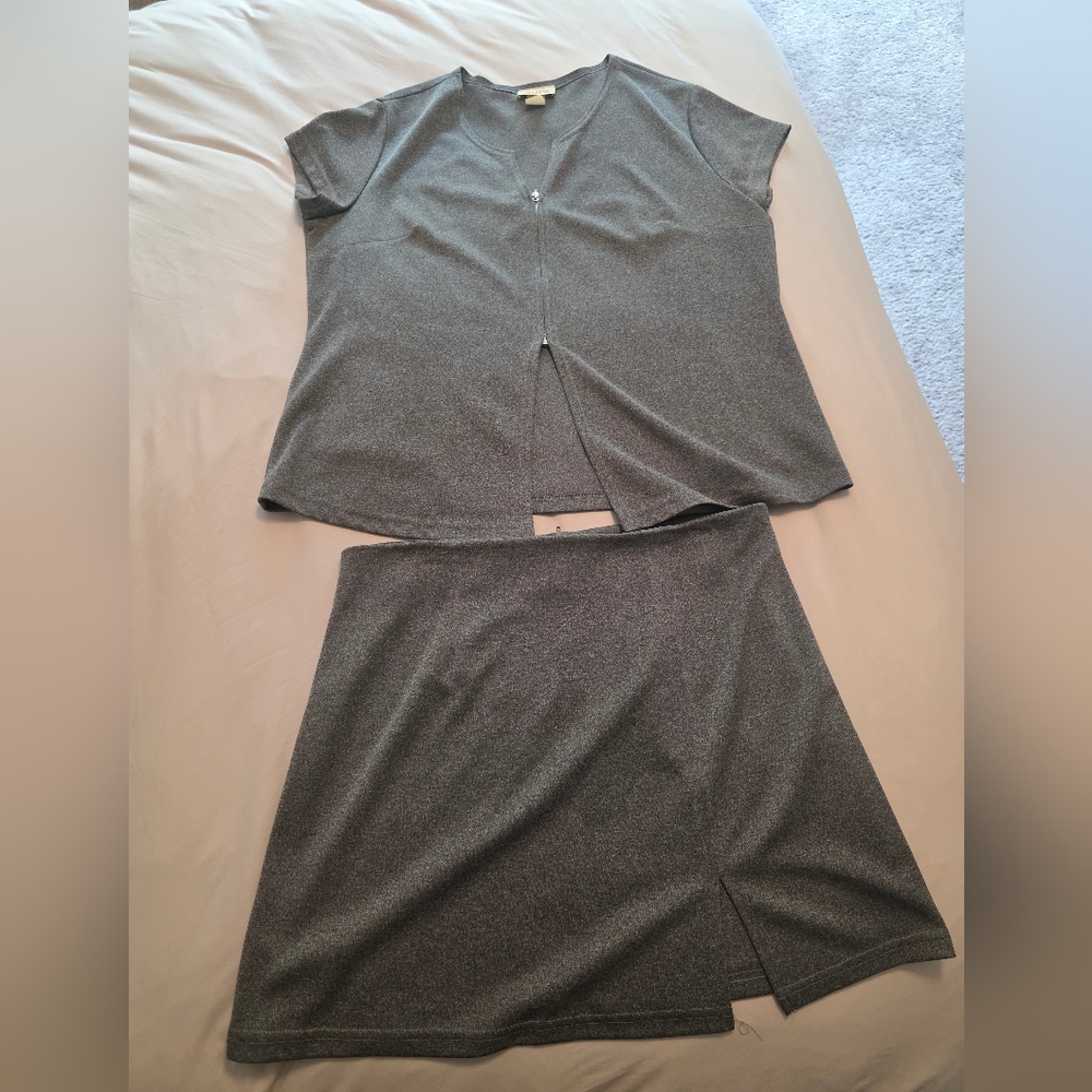 Chic Gray A-Line Skirt Set